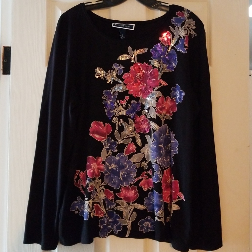 Karen Scott XL Long Sleeve Scoop Neck Tunic Shirt